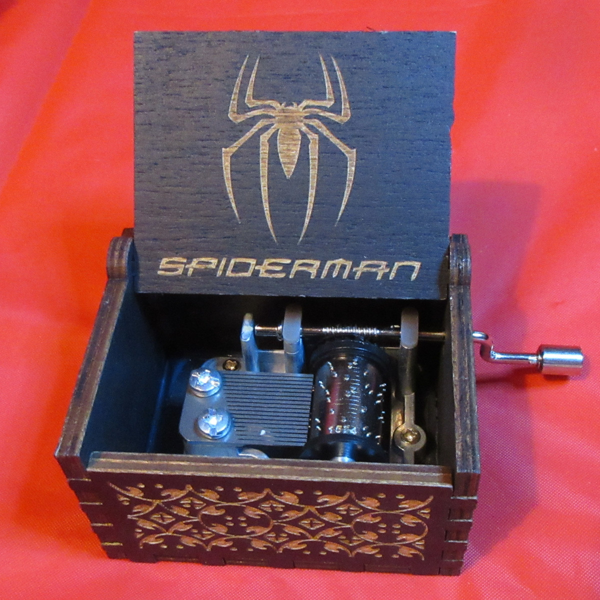 Spiderman Hand Crank Music Box - Black - Product Image